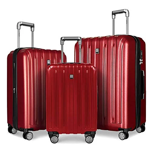 Neck pillows with memory foam for comfortable in - flight or car rides3 Piece Hardshell Luggage Set, Expandable Lightweight Suitcase Sets With Spinner Wheels, TSA Lock (20/24/28 inch), Red
