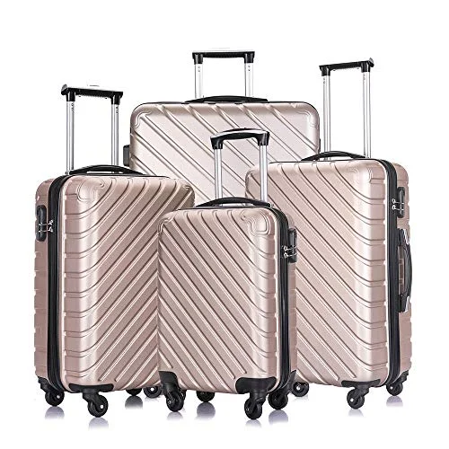 Expandable packing cubes sets in various sizes for organized suitcase packing4 PCS Luggage Sets with Spinner Wheels,Carry On Suitcase,Luggage Hardshell Travel Luggage Sets (Champagne)
