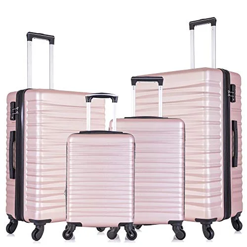 Anti - theft RFID blocking travel wallet for safe money and card storage4 Piece Luggage Sets, Expandable Hardshell ABS Luggage Sets with TSA Lock Spinner Wheels Travel Suitcases Set (4 PCS, TSA Lock+Expandable, Rose Gold)