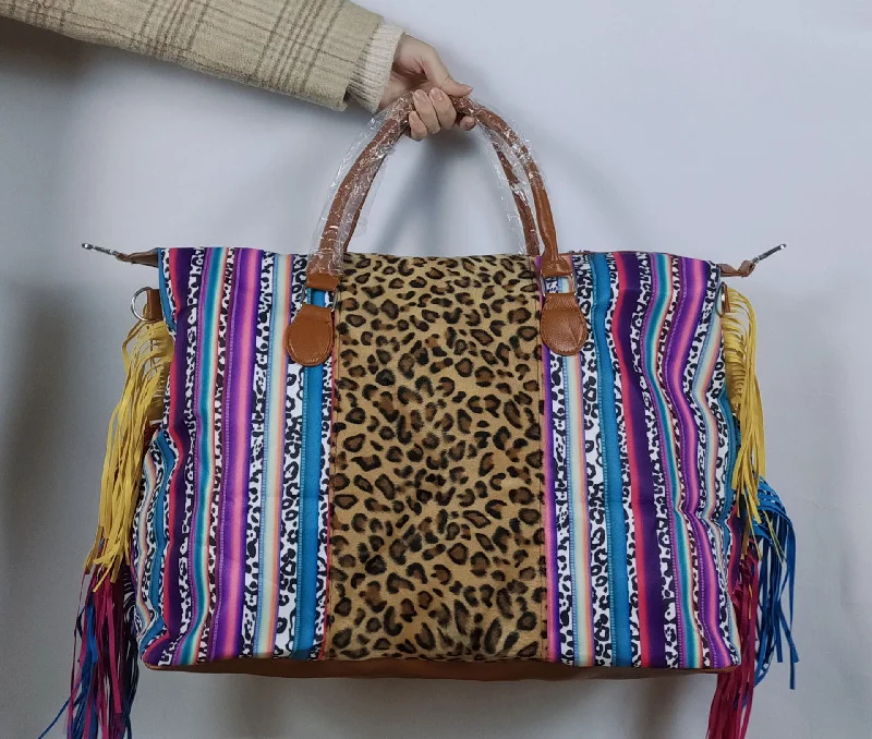 Colorful stripes and leopard + colorful tassel