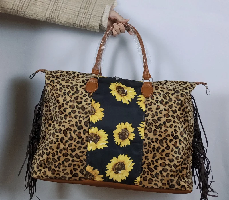 Leopard print with sunflower + black tassel