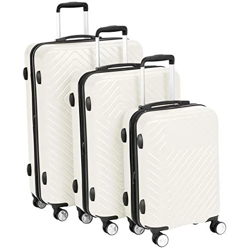 AmazonBasics Geometric Luggage Expandable Suitcase Spinner - 3 Piece Set (20", 24", 28"), Cream AmazonBasics Geometric Luggage Expandable Suitcase Spinner - 3 Piece Set (20", 24", 28"), Cream