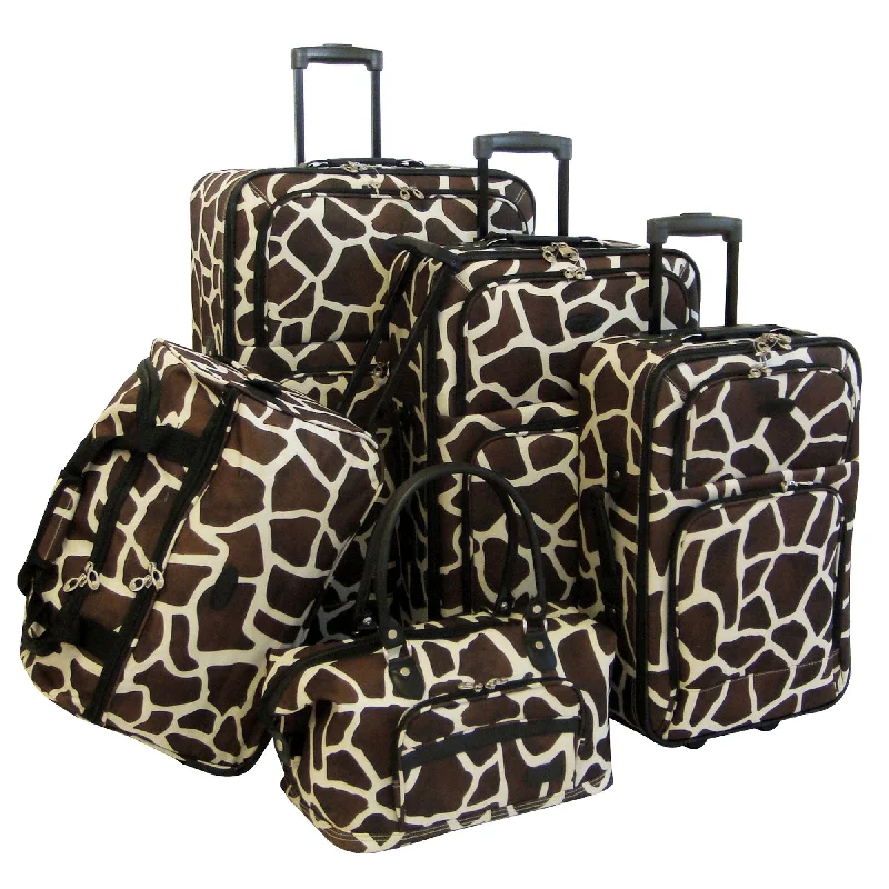 AnimalPrint 5 Piece Set Spinner Luggage Sets