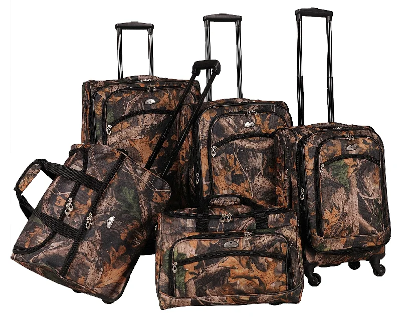 Camo 5 Piece Set Spinner Luggage Sets