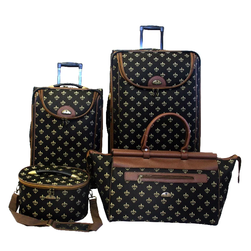 Fleur de lis 4 Piece Set Spinner Luggage Sets