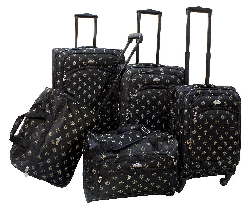 Fleur de lis 5 Piece Set Spinner Luggage Sets