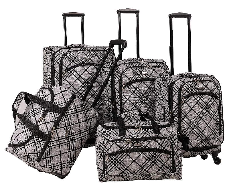 Silver Stripes 5 Piece Set Spinner Luggage Sets