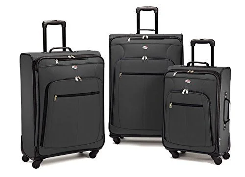 TSA-approved combination locks for luggage security during international travelAmerican Tourister 64590 AT Pop Plus Suitcase, 3 Piece Set (One Size, Charcoal)