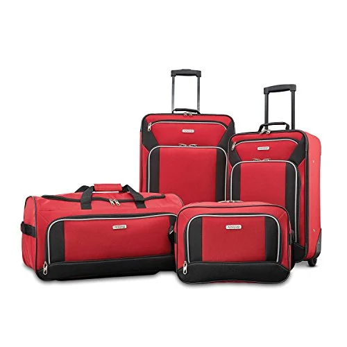 Portable shoe bags to keep footwear separate in suitcasesAmerican Tourister Fieldbrook Xlt 4Pc Set (Bb/Wh Dfl/21/25 Upright), Red/Black