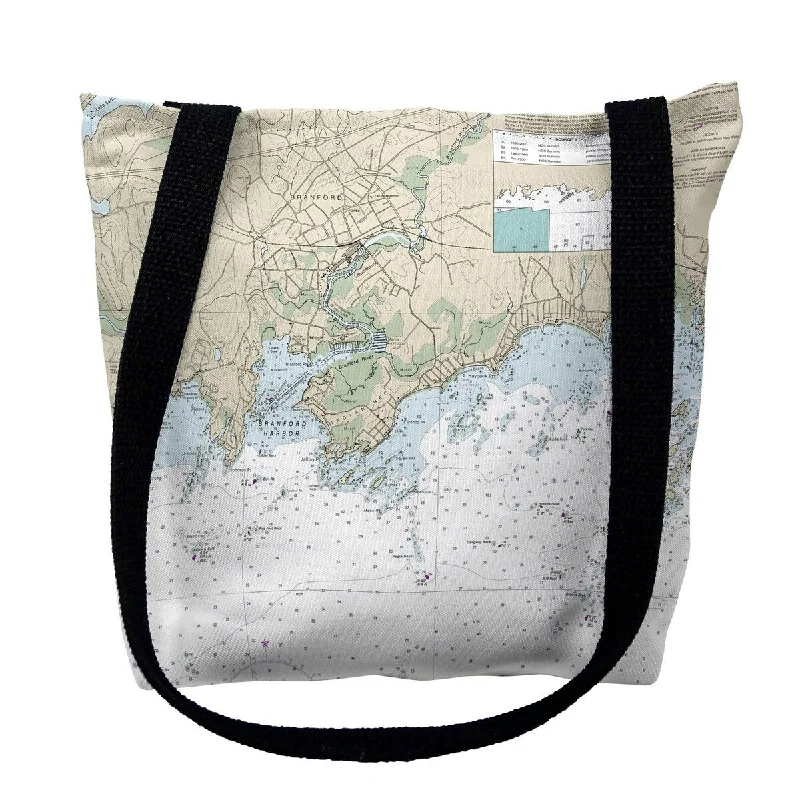 Luggage straps with buckle closures to secure overstuffed bagsBranford Harbor - Indian Neck, CT Nautical Map Medium Tote Bag 16x16 - 16 inches x 16 inches
