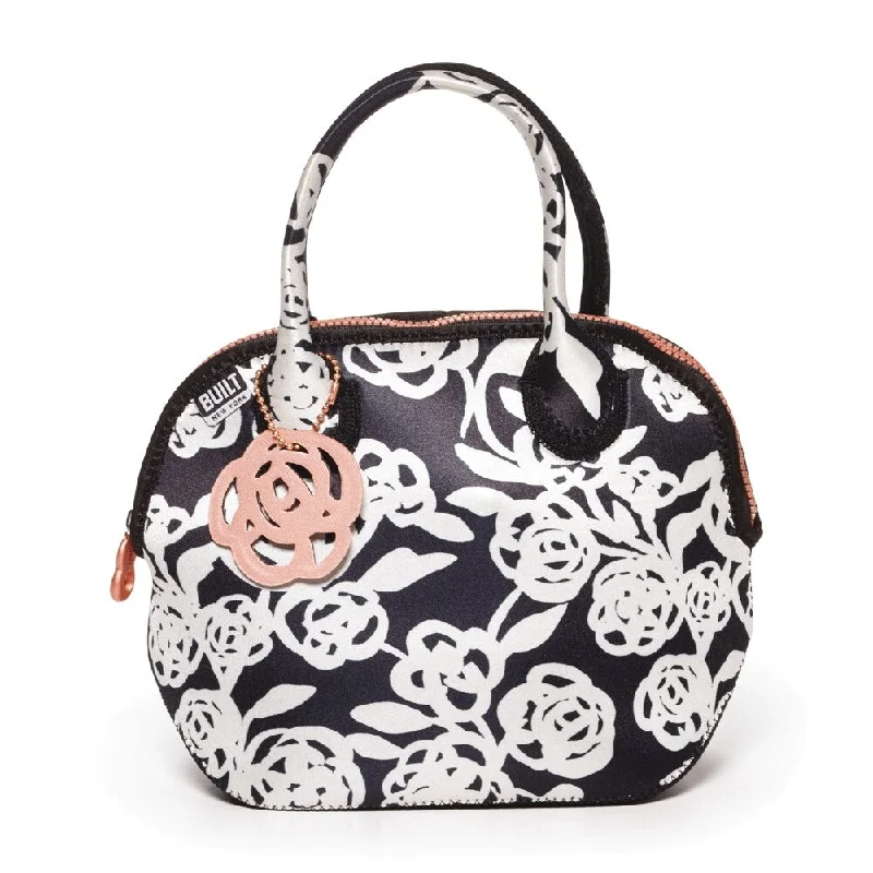 Lightweight luggage tags with personalized names and contact info for easy identificationBUILT Downtown Lunch Tote Garden Rose Black And White