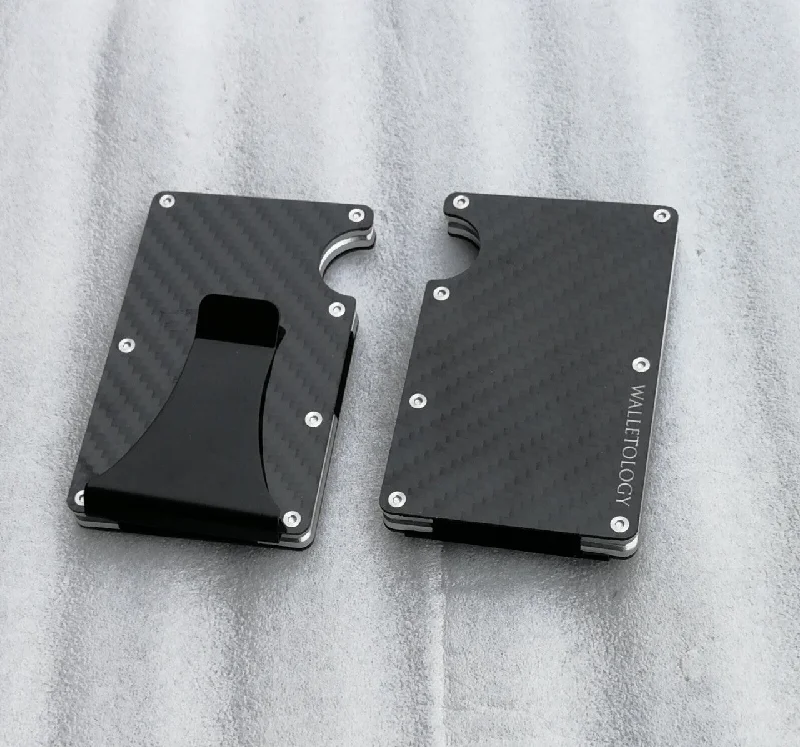 Anti - theft RFID blocking travel wallet for safe money and card storageCarbon Fiber Men's Card Holder Carbon Fiber Wallet Wallet Men's Wallet Stainless Steel Card Holder Wallet