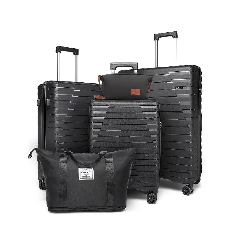Carry On Luggage Sets 5 Piece, Suitcases with Wheels, PP Hard Case Luggage with Shock-absorbing Spinner Wheel&TSA Lock