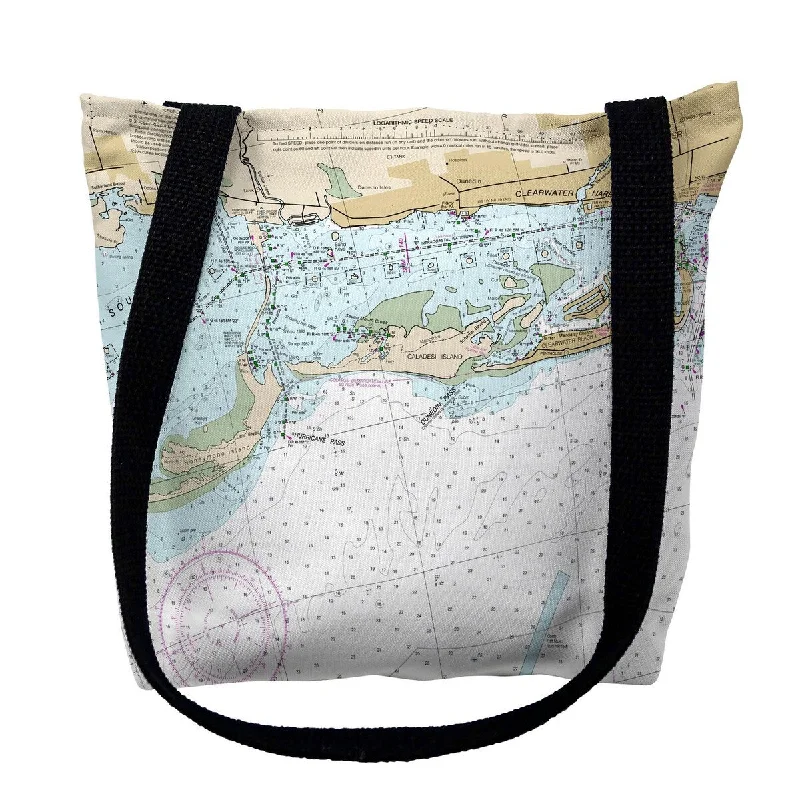 Clearwater Harbor, FL Nautical Map Medium Tote Bag 16x16 - 16 inches x 16 inches