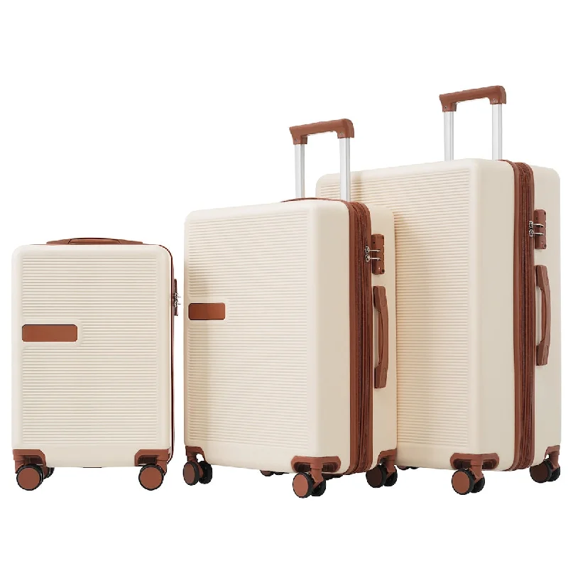 Contrast Color 3 Piece Luggage Set Hardside Spinner Suitcase with TSA Lock 20" 24' 28" Available Contrast Color 3 Piece Luggage Set Hardside Spinner Suitcase with TSA Lock 20" 24' 28" Available