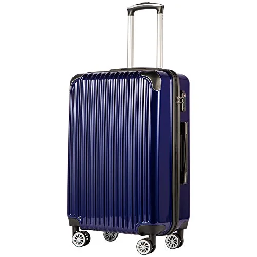 Coolife Luggage Expandable(only 28") Suitcase PC+ABS Spinner 20in 24in 28in Carry on (navy new, L(28in)) Coolife Luggage Expandable(only 28") Suitcase PC+ABS Spinner 20in 24in 28in Carry on (navy new, L(28in))