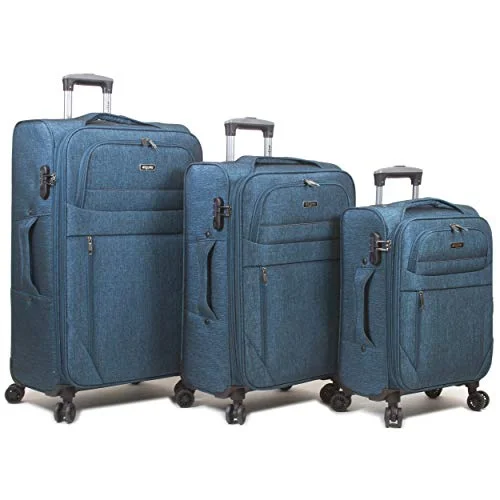 Neck pillows with memory foam for comfortable in - flight or car ridesDejuno Aurora Lightweight Denim 3-Piece Spinner Luggage Set, Navy