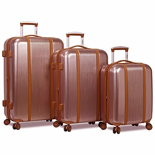 Lightweight luggage tags with personalized names and contact info for easy identificationDejuno Monroe New Generation 3-Piece Hardside Spinner TSA Lock Luggage Set, Rose Gold, One Size