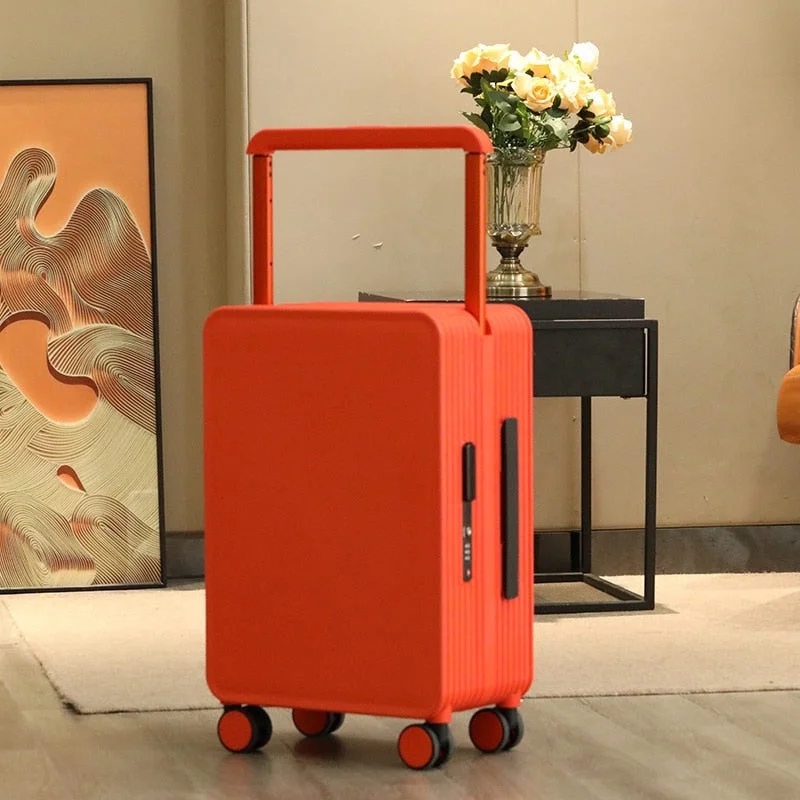 Leather luggage handles for a comfortable and stylish gripFashion Width Draw Bar Luggage Universal Wheel Light Luxury 20 Inch