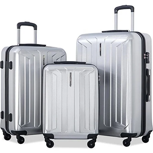 Flieks 3 Piece Luggage Set Spinner Suitcase - TSA Approved - High/Low Temperature Resistance - 20/24/28in (Silver) Flieks 3 Piece Luggage Set Spinner Suitcase - TSA Approved - High/Low Temperature Resistance - 20/24/28in (Silver)