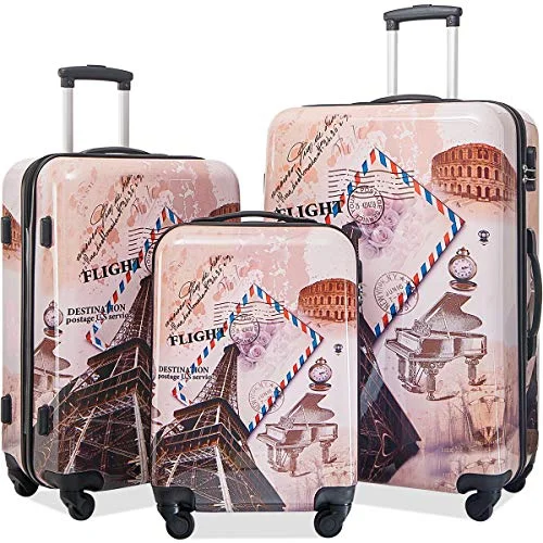 Flieks Graphic Print Luggage Set 3 Piece ABS + PC Spinner Travel Suitcase (Eiffel Tower) Flieks Graphic Print Luggage Set 3 Piece ABS + PC Spinner Travel Suitcase (Eiffel Tower)