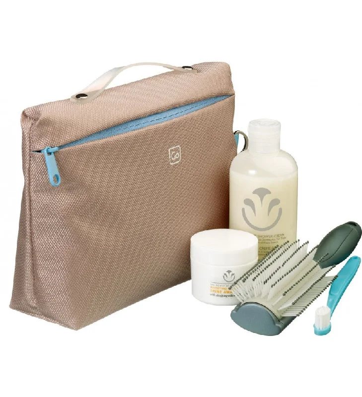 Charging station travel adapters with multiple USB ports for powering devices on the goGo Travel Wash Bag