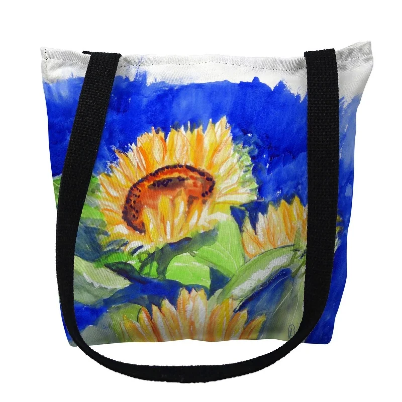 Leather luggage handles for a comfortable and stylish gripGold Rising SunFlower Small Tote Bag 13x13