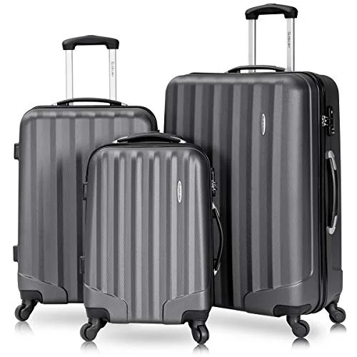 Hanging toiletry bags with multiple compartments for bathroom essentialsGoplus 3 Pcs Luggage Set ABS Hardshell Travel Bag Trolley Suitcase w/TSA Lock (Grey)