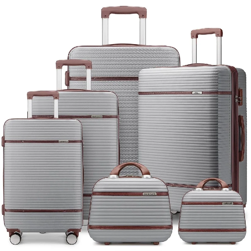 Hardside Luggage Sets 6 Piece with two Cosmetic Case, Expandable(Only 28 & 24"), 360° Spinner Wheels, Durable Luggage Set Hardside Luggage Sets 6 Piece with two Cosmetic Case, Expandable(Only 28 & 24"), 360° Spinner Wheels, Durable Luggage Set
