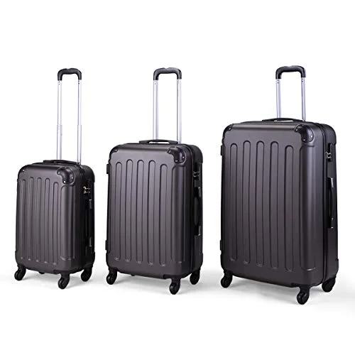 Suitcase wheels replacement kits for smooth rolling after long - term useJAXPETY 3 Pcs Luggage Coded Lock Travel Set Bag ABS+PC Trolley Suitcase Deep GREY