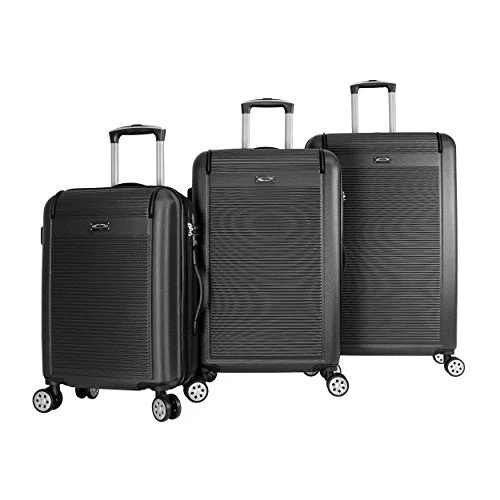 Leather luggage handles for a comfortable and stylish gripKemyer 3-piece Hardside Tsa Lock Lightweight Spinner Rolling Luggage Set, Black Leather luggage handles for a comfortable and stylish gripKemyer 3-piece Hardside Tsa Lock Lightweight Spinner Rolling Luggage Set, Black