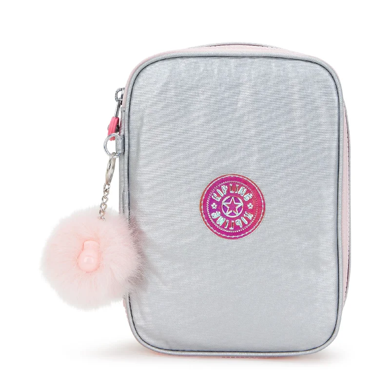 Travel backpack rain covers made of durable nylon materialKipling 100 Pens Metallic Ice Silver