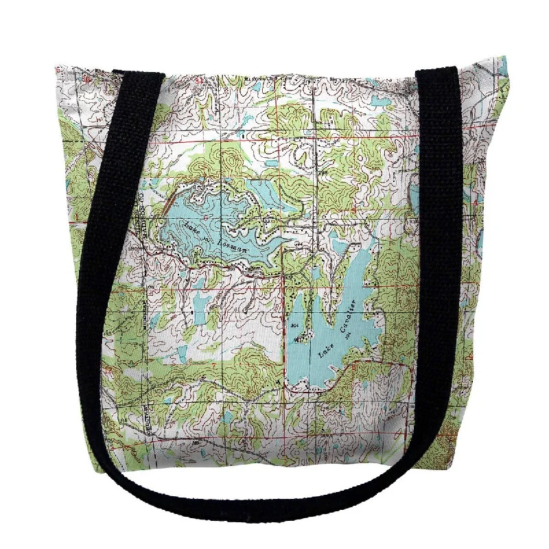 Lake Cavalier & Lake Norman, MS Nautical Map Medium Tote Bag 16x16 - 16 inches x 16 inches