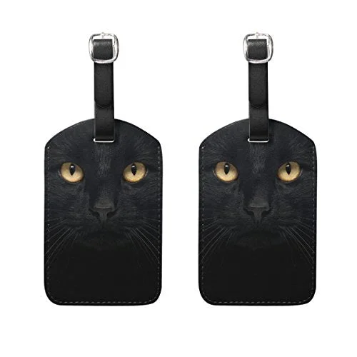 LORVIES Black Cat Luggage Tags Travel Labels Tag Name Card Holder for Baggage Suitcase Bag Backpacks, 2 PCS LORVIES Black Cat Luggage Tags Travel Labels Tag Name Card Holder for Baggage Suitcase Bag Backpacks, 2 PCS