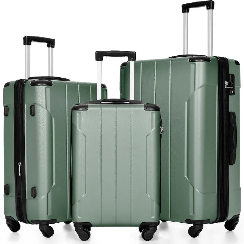 Luggage Expandable Lightweight Spinner Suitcase with Corner Guards, 3-Piece Set (20/24/28)