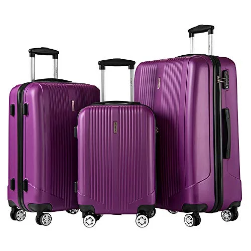 Earplugs and eye masks set for a good sleep during long - haul flightsLuggage Set 3 Piece Set Suitcase set with TSA Lock Spinner Hard shell Lightweight (Purple)