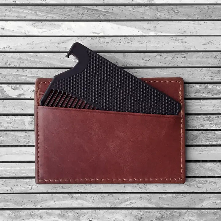 Lightweight luggage tags with personalized names and contact info for easy identificationBottle Opener Go-Comb | Metal Wallet Sized Comb- $16