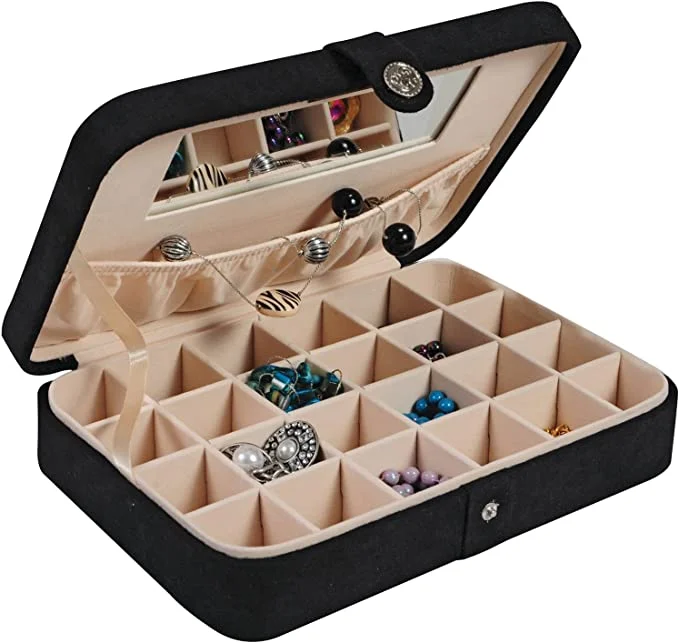 Anti - theft RFID blocking travel wallet for safe money and card storageMele & Co. Maria Plush Earring and Ring Holder Jewelry Box, (Black)