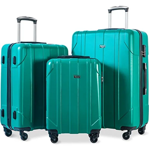 Neck pillows with memory foam for comfortable in - flight or car ridesMerax 3 Piece P.E.T Luggage Set Eco-Friendly Light Weight Spinner Suitcase (Green)