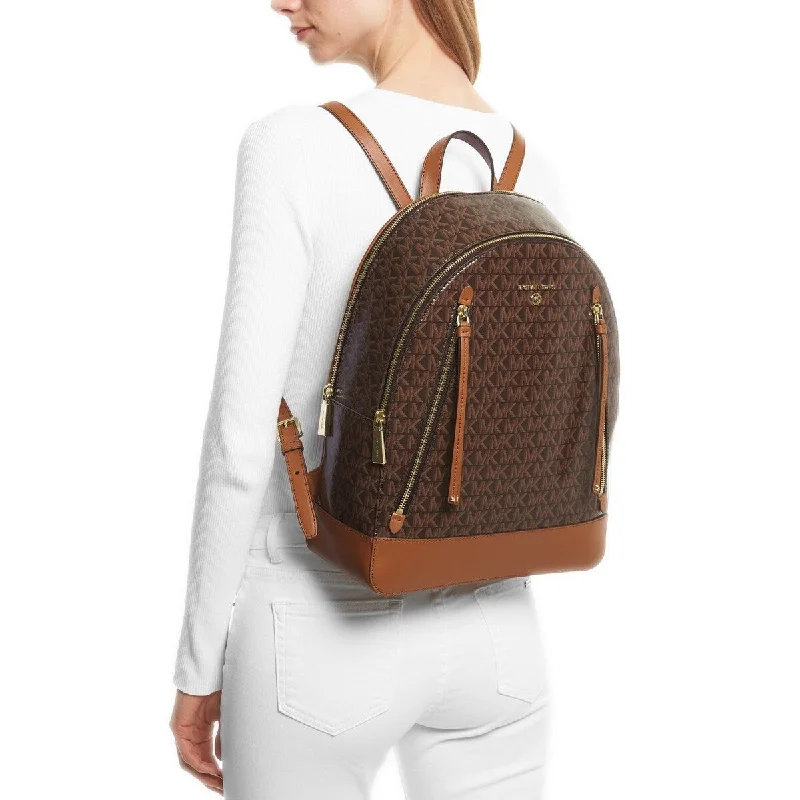 Michael Kors Logo Brooklyn Large Double Zip Backpack