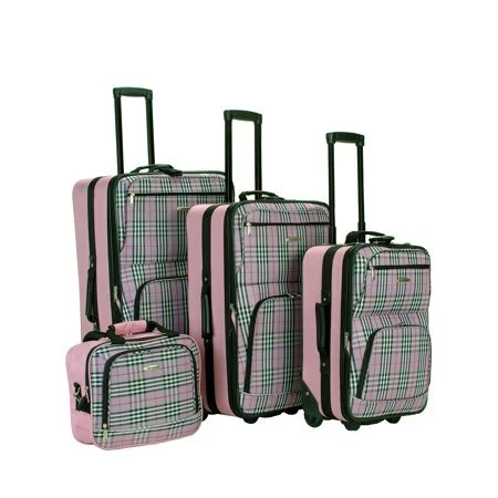 Neck pillows with memory foam for comfortable in - flight or car ridesNew Fashionable 4 Piece Softside Expandable Luggage Set   for