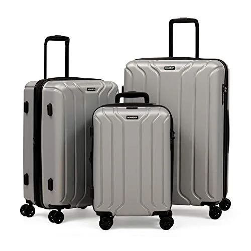 Luggage straps with buckle closures to secure overstuffed bagsNONSTOP Luggage Expandable Spinner Wheels hard side shell Travel Suitcase Set 3 Piece Lightweight with TSA Lock and Double USB Port, NEW YORK Collection (Silver, 3-Piece Set (20/24/28))