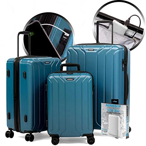 Hanging toiletry bags with multiple compartments for bathroom essentialsNONSTOP Luggage Expandable Spinner Wheels hard side shell Travel Suitcase Set 3 Piece Lightweight with TSA Lock and Double USB Port, NEW YORK Collection (Teal, 3-Piece Set (20/24/28) W/Power Bank)
