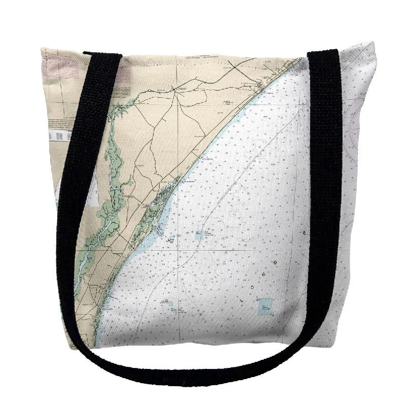 Pawleys Island, SC Nautical Map Medium Tote Bag 16x16 - 16 inches x 16 inches