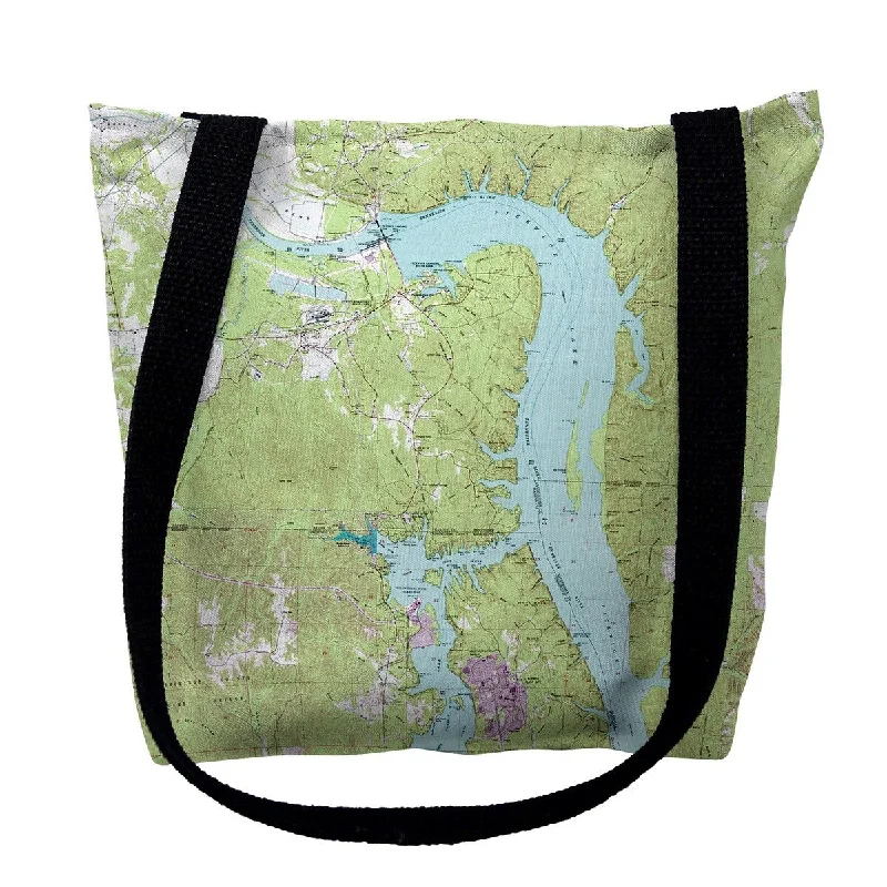 Pickwick Lake, TN Nautical Map Medium Tote Bag 16x16 - 16 inches x 16 inches