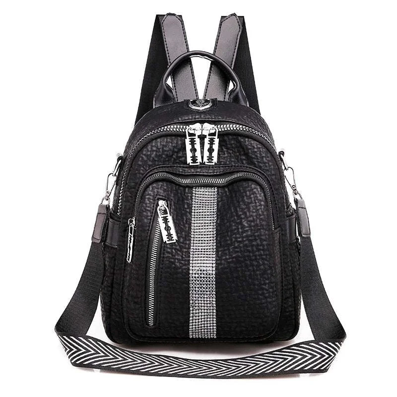 Pockets Large Capacity Women Backpack High Quality PU Leather Vintage School Backpacks Female Shoulder Bags