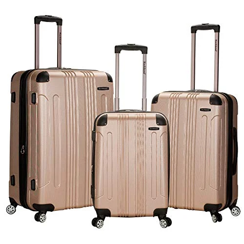 Neck pillows with memory foam for comfortable in - flight or car ridesRockland London Hardside Spinner Wheel Luggage, Champagne, 3-Piece Set (20/24/28)