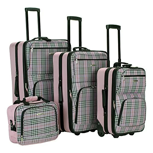 Lightweight luggage tags with personalized names and contact info for easy identificationRockland Luggage 4 Piece Luggage Set, Pink Plaid, One Size Lightweight luggage tags with personalized names and contact info for easy identificationRockland Luggage 4 Piece Luggage Set, Pink Plaid, One Size