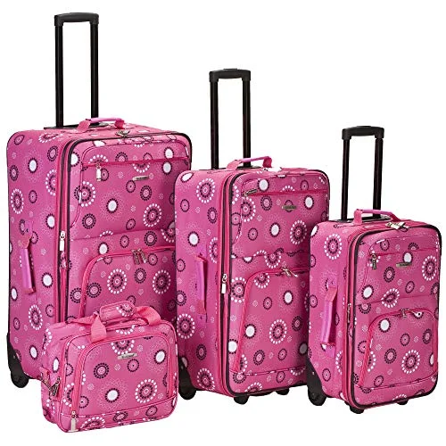 Anti - theft RFID blocking travel wallet for safe money and card storageRockland Luggage Brown Leaf 4 Piece Luggage Set, Pink Pearl, One Size Anti - theft RFID blocking travel wallet for safe money and card storageRockland Luggage Brown Leaf 4 Piece Luggage Set, Pink Pearl, One Size