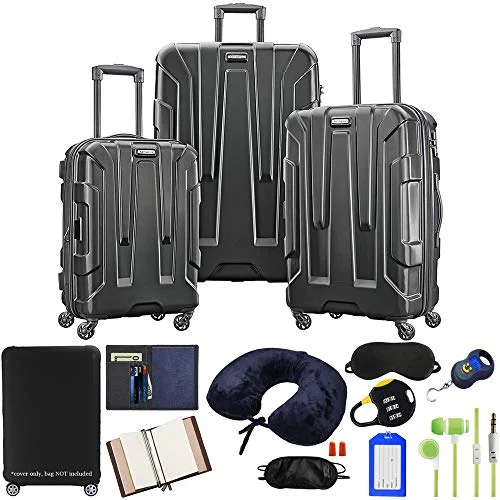 Lightweight luggage tags with personalized names and contact info for easy identificationSamsonite 102691-1041 Centric 3pc Hardside 20/24/28 Luggage Set with Accessory Bundle